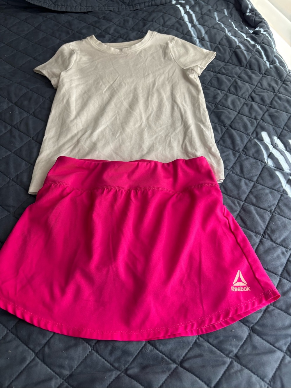 Reebok Bright Pink Athletic Skort with Inner Shorts & White Cat & Jack Tee